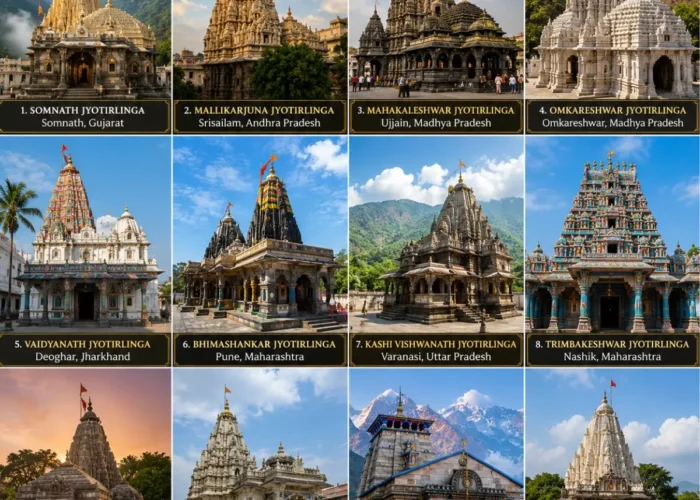 12 Jyotirlinga Pan India Temple Yatra covering Somnath, Mahakaleshwar, Kedarnath, Kashi Vishwanath, Trimbakeshwar, Rameswaram and all sacred Jyotirlingas.
