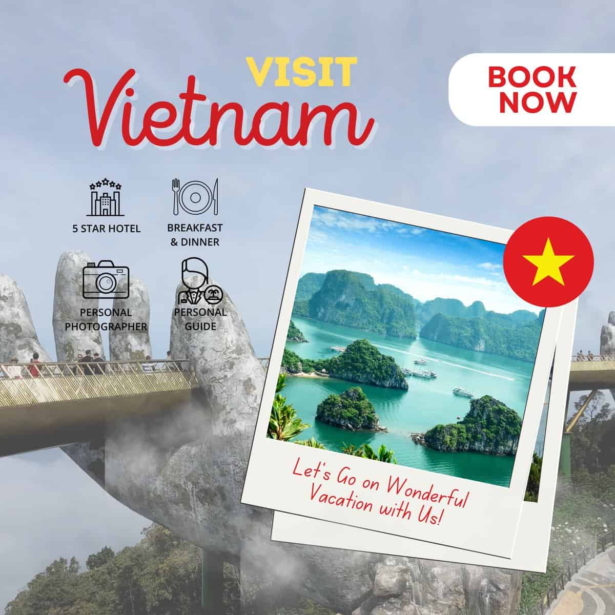 Scenic view of Ha Long Bay, Vietnam with limestone karsts and emerald waters, perfect for Vietnam tours and travel packages.