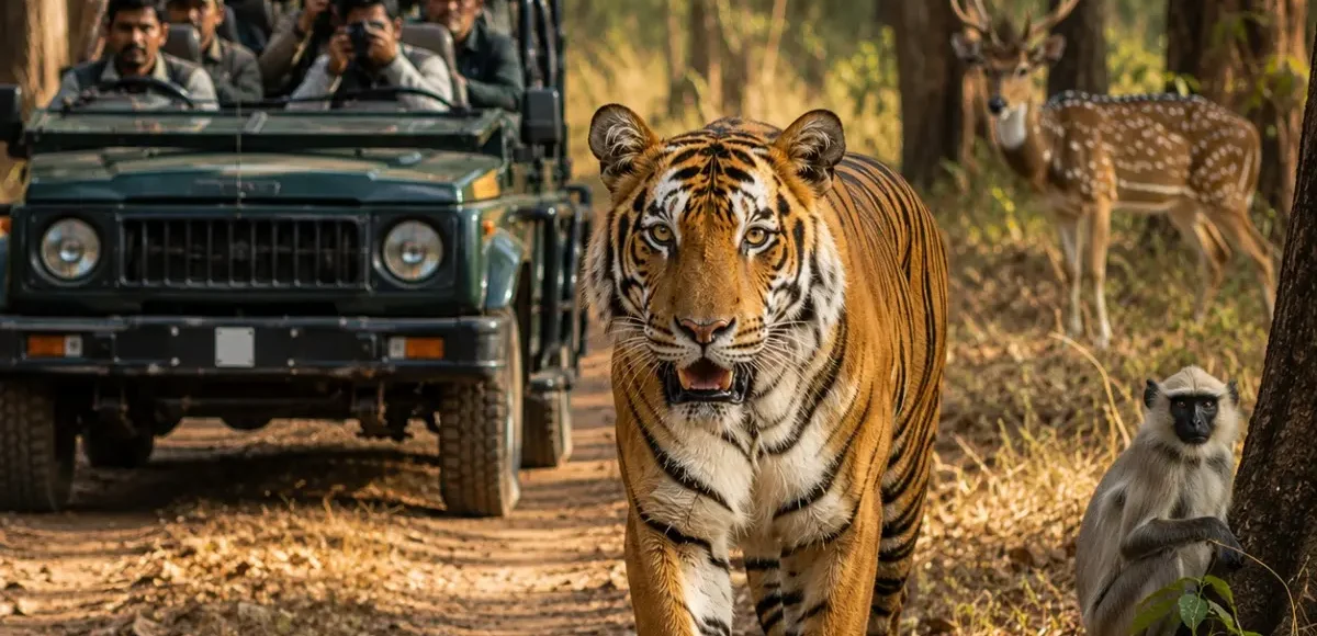 Bandhavgarh Tiger Safari Tour Package featuring Bengal tigers, jeep safaris, Bandhavgarh National Park and wildlife adventures in Madhya Pradesh.