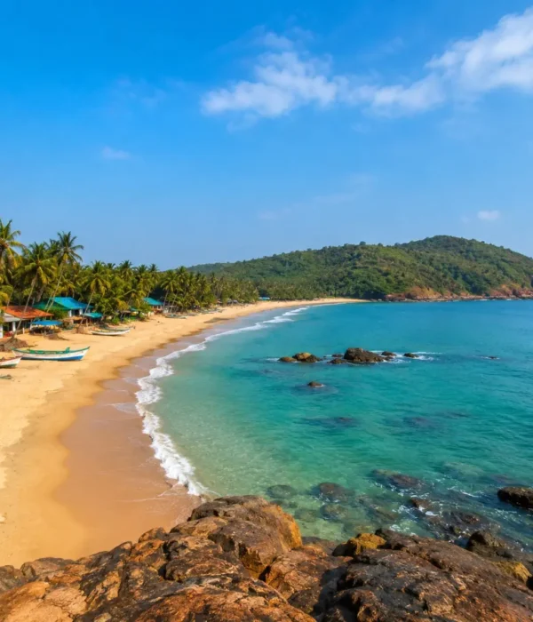 Gokarna Beach Retreat Tour Package featuring Om Beach, Kudle Beach, Paradise Beach, Mahabaleshwar Temple and scenic coastal landscapes.