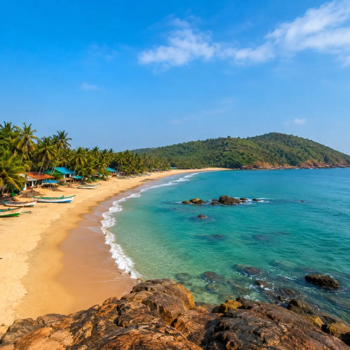 Gokarna Beach Retreat Tour Package featuring Om Beach, Kudle Beach, Paradise Beach, Mahabaleshwar Temple and scenic coastal landscapes.