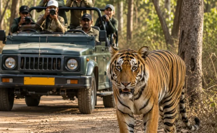 Jim Corbett Wildlife Safari Tour Package featuring jeep safaris, Bengal tigers, elephants, forests and wildlife adventures in Uttarakhand.