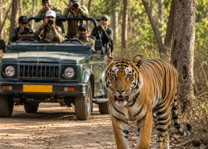 Jim Corbett Wildlife Safari Tour Package featuring jeep safaris, Bengal tigers, elephants, forests and wildlife adventures in Uttarakhand.