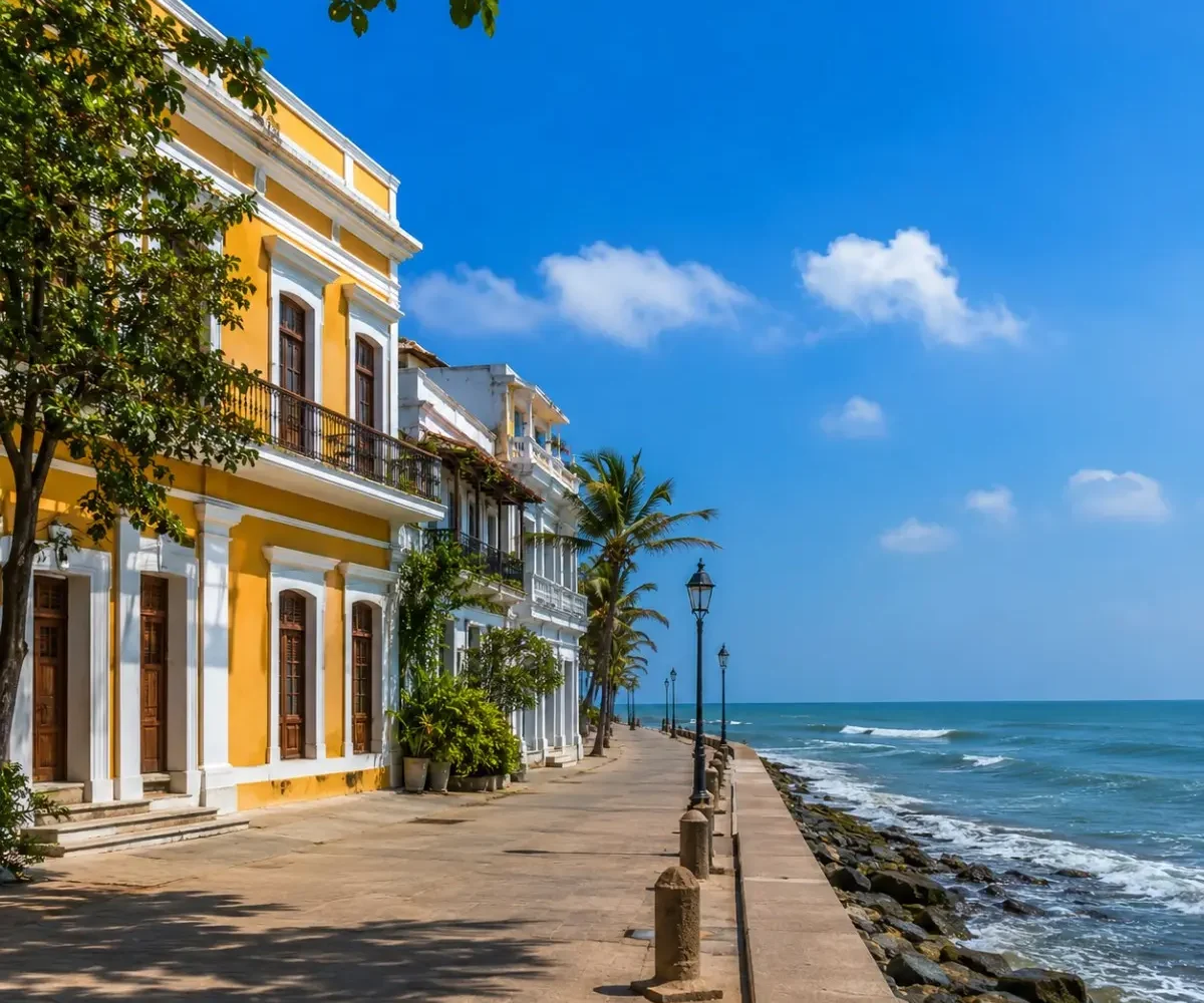Pondicherry French Coast Tour Package featuring French Quarter, Promenade Beach, Auroville, colonial architecture and scenic coastal views.