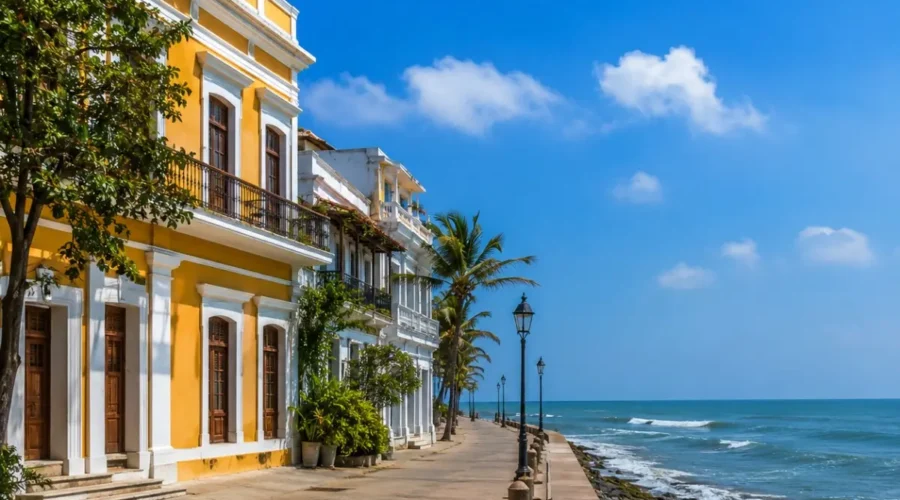 Pondicherry French Coast Tour Package featuring French Quarter, Promenade Beach, Auroville, colonial architecture and scenic coastal views.