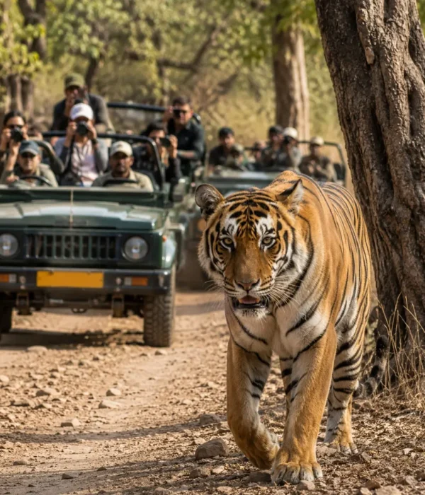 Ranthambore Tiger Safari Tour Package featuring Bengal tigers, jeep safari, Ranthambore National Park and Rajasthan wildlife adventures.