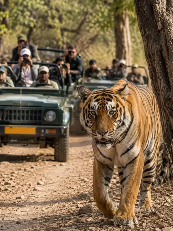 Ranthambore Tiger Safari Tour Package featuring Bengal tigers, jeep safari, Ranthambore National Park and Rajasthan wildlife adventures.