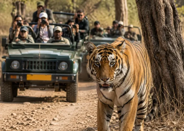 Ranthambore Tiger Safari Tour Package featuring Bengal tigers, jeep safari, Ranthambore National Park and Rajasthan wildlife adventures.