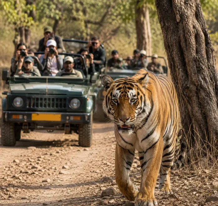 Ranthambore Tiger Safari Tour Package featuring Bengal tigers, jeep safari, Ranthambore National Park and Rajasthan wildlife adventures.