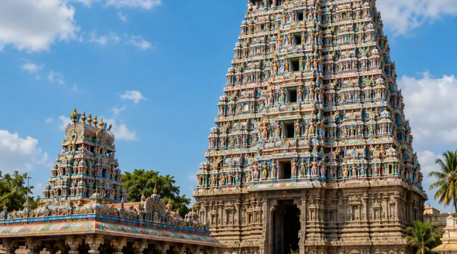 South India Temple Tour Package featuring Tirupati Balaji, Rameswaram, Madurai Meenakshi Temple, Kanchipuram and Srirangam.