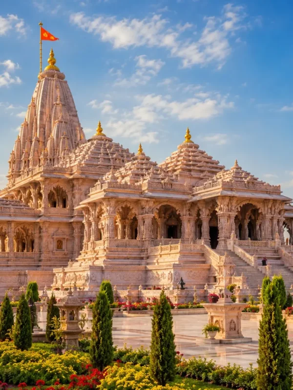 Varanasi–Ayodhya Temple Tour Package featuring Kashi Vishwanath Temple, Shri Ram Janmabhoomi Mandir, Ganga Aarti, Sarnath and spiritual experiences.