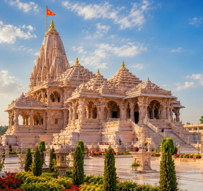 Varanasi–Ayodhya Temple Tour Package featuring Kashi Vishwanath Temple, Shri Ram Janmabhoomi Mandir, Ganga Aarti, Sarnath and spiritual experiences.
