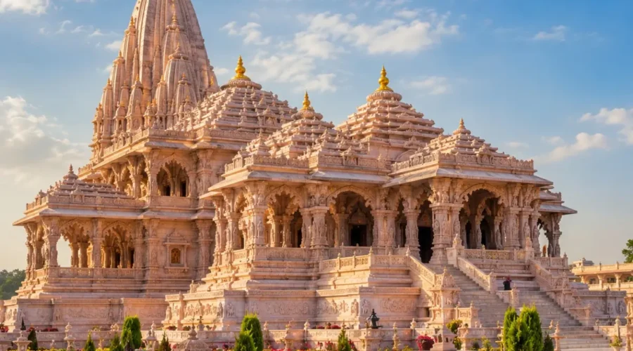 Varanasi–Ayodhya Temple Tour Package featuring Kashi Vishwanath Temple, Shri Ram Janmabhoomi Mandir, Ganga Aarti, Sarnath and spiritual experiences.