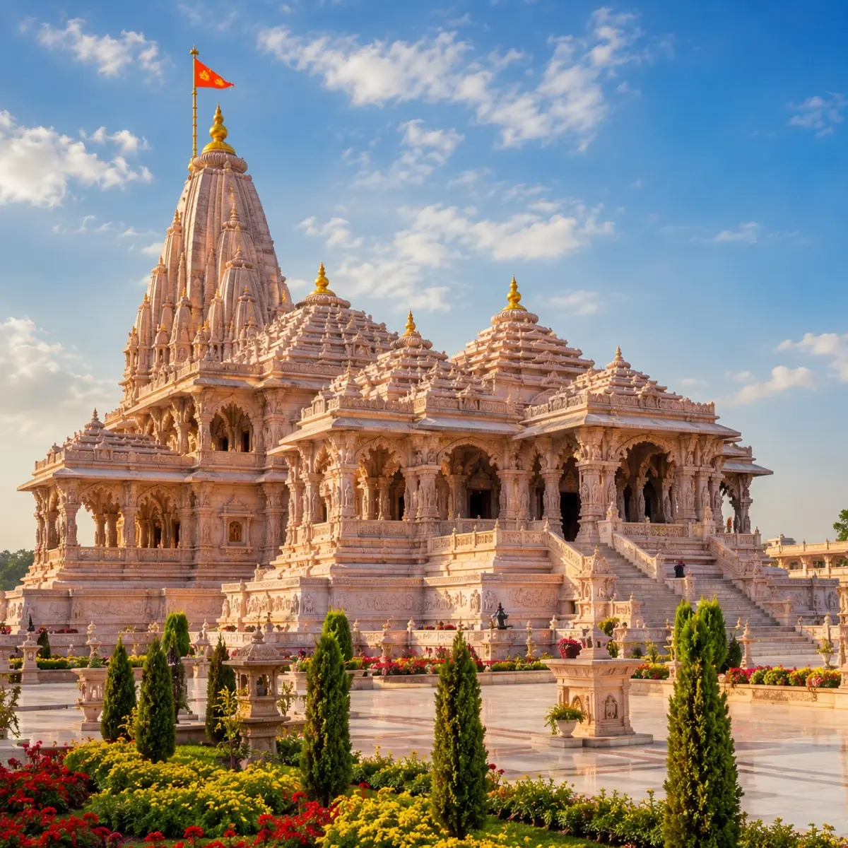 Varanasi–Ayodhya Temple Tour Package featuring Kashi Vishwanath Temple, Shri Ram Janmabhoomi Mandir, Ganga Aarti, Sarnath and spiritual experiences.