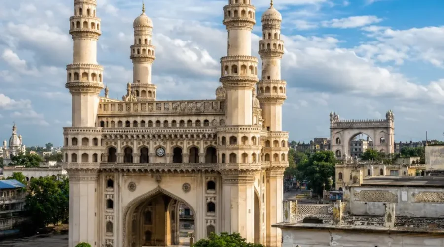 Hyderabad Heritage and Leisure Tour featuring Charminar, historic architecture and iconic Telangana city landmark