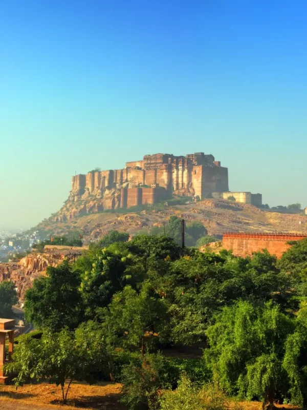 Jaipur Jodhpur Udaipur package featuring Mehrangarh Fort, heritage architecture and scenic Rajasthan city landscape