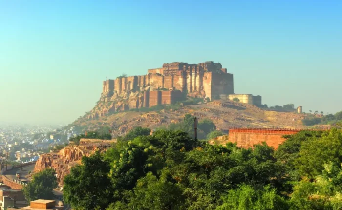 Jaipur Jodhpur Udaipur package featuring Mehrangarh Fort, heritage architecture and scenic Rajasthan city landscape