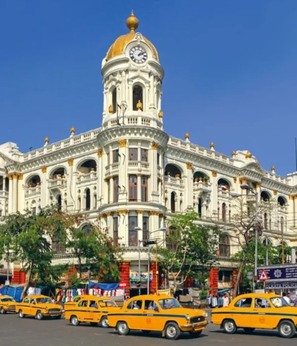 Kolkata City Highlights Package with heritage building, yellow taxis, colonial architecture and vibrant city view
