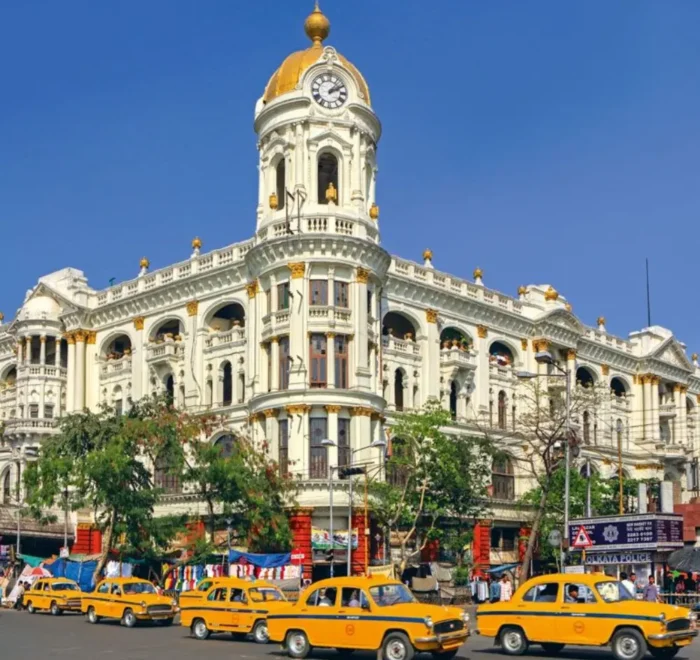 Kolkata City Highlights Package with heritage building, yellow taxis, colonial architecture and vibrant city view