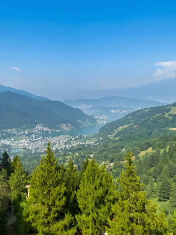 Scenic view of Nainital with green hills, pine forest, lake valley and peaceful Uttarakhand mountain landscape