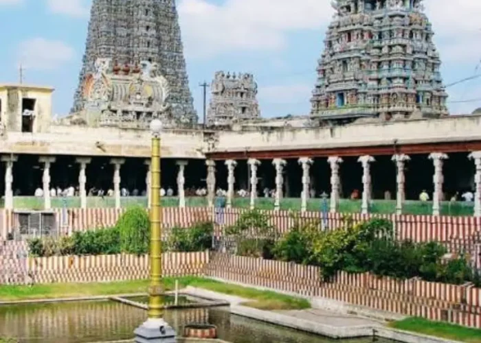 Tamil Nadu Temple Circuit tour image featuring a traditional South Indian temple complex with ornate gopurams and sacred temple tank.