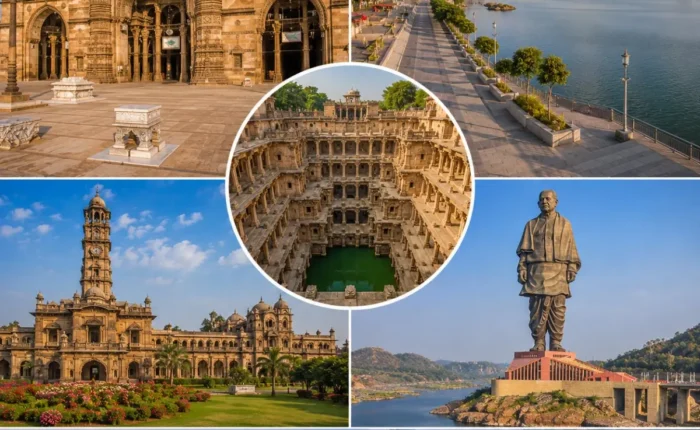 Ahmedabad Statue of Unity Tour Package featuring Statue of Unity, Sabarmati Ashram, Adalaj Stepwell, Akshardham Temple and Sardar Sarovar Dam.