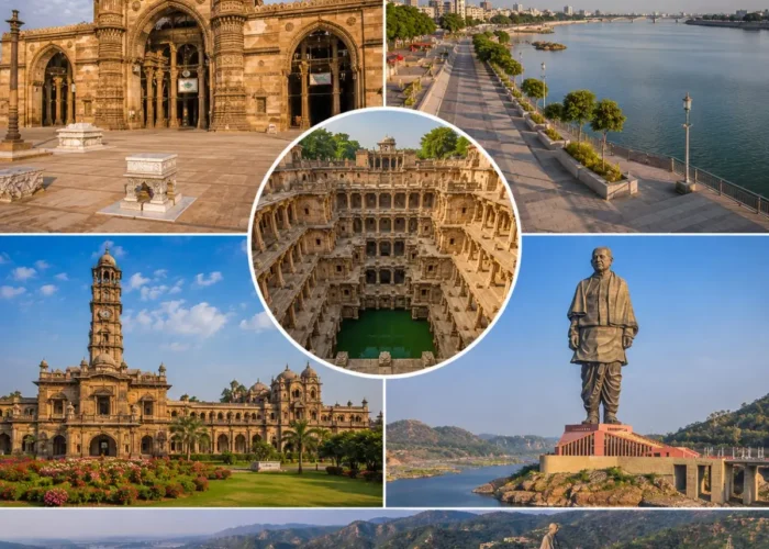 Ahmedabad Statue of Unity Tour Package featuring Statue of Unity, Sabarmati Ashram, Adalaj Stepwell, Akshardham Temple and Sardar Sarovar Dam.