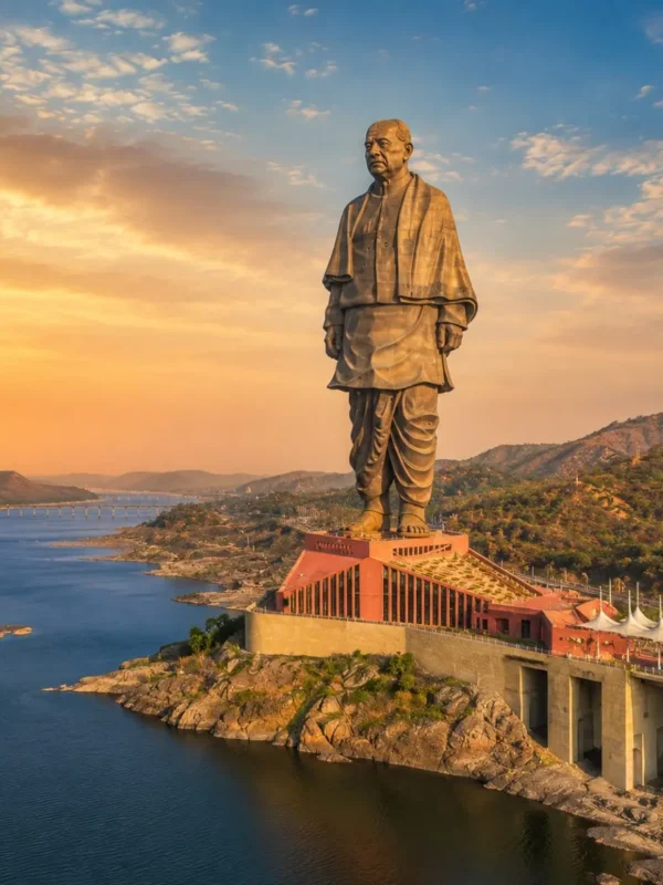 Ahmedabad Vadodara Statue of Unity Tour Package featuring Statue of Unity, Laxmi Vilas Palace, Sabarmati Ashram, Sardar Sarovar Dam and Sayaji Baug.