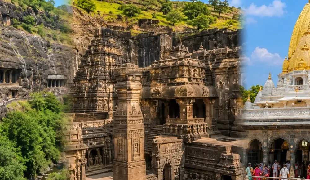 Ajanta Ellora Shirdi Tour 2 Nights 3 Days bus package from Mumbai featuring Ajanta Caves, Ellora Caves and Shirdi Sai Baba Temple.
