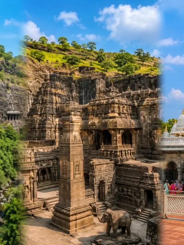 Ajanta Ellora Shirdi Tour 2 Nights 3 Days bus package from Mumbai featuring Ajanta Caves, Ellora Caves and Shirdi Sai Baba Temple.