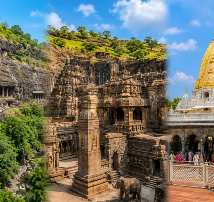 Ajanta Ellora Shirdi Tour 2 Nights 3 Days bus package from Mumbai featuring Ajanta Caves, Ellora Caves and Shirdi Sai Baba Temple.