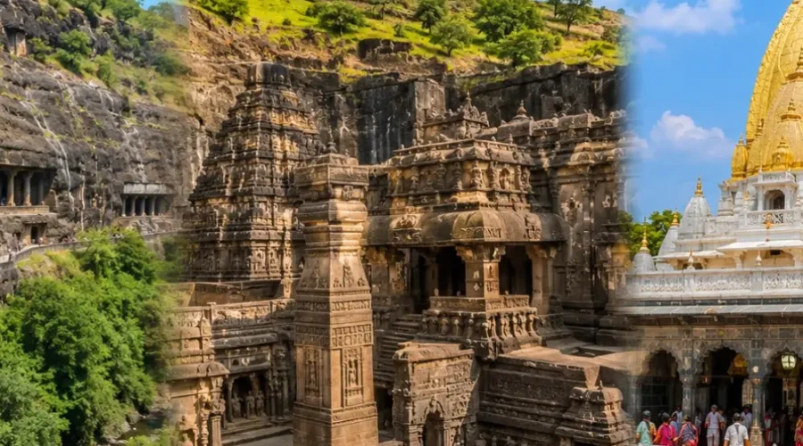 Ajanta Ellora Shirdi Tour 2 Nights 3 Days bus package from Mumbai featuring Ajanta Caves, Ellora Caves and Shirdi Sai Baba Temple.
