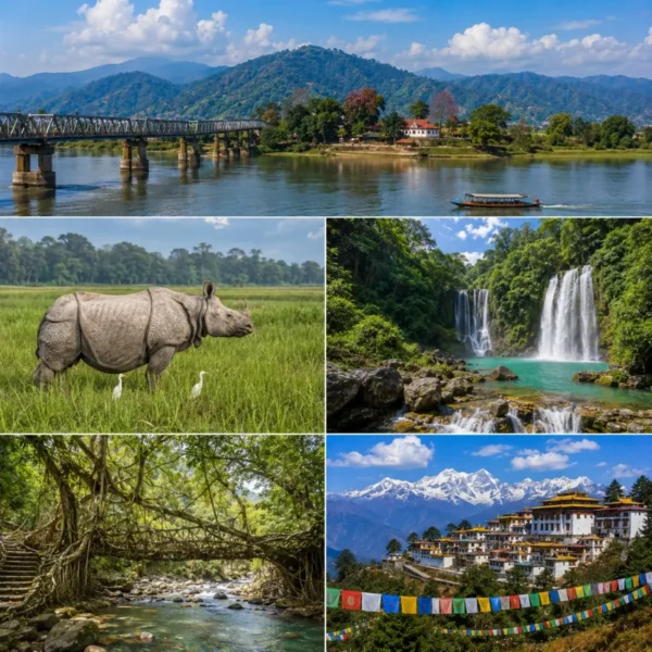 Assam, Meghalaya & Arunachal Pradesh Tour Package featuring Kaziranga National Park, Shillong, Cherrapunji, Tawang Monastery and Sela Pass