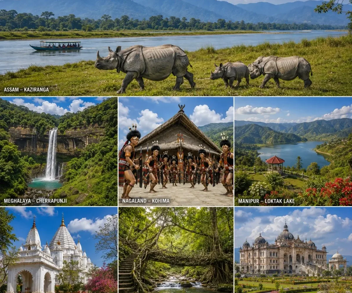 Assam, Meghalaya, Nagaland & Manipur Tour Package featuring Kaziranga National Park, Shillong, Cherrapunji, Kohima and Loktak Lake