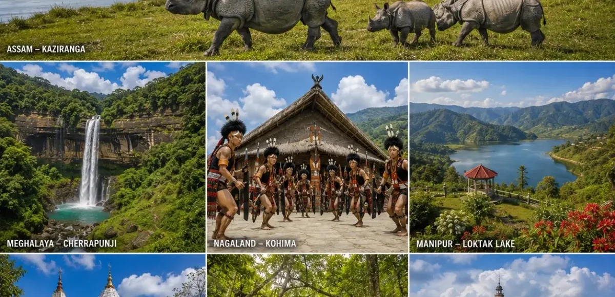 Assam, Meghalaya, Nagaland & Manipur Tour Package featuring Kaziranga National Park, Shillong, Cherrapunji, Kohima and Loktak Lake