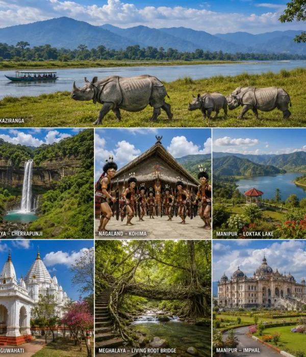 Assam, Meghalaya, Nagaland & Manipur Tour Package featuring Kaziranga National Park, Shillong, Cherrapunji, Kohima and Loktak Lake