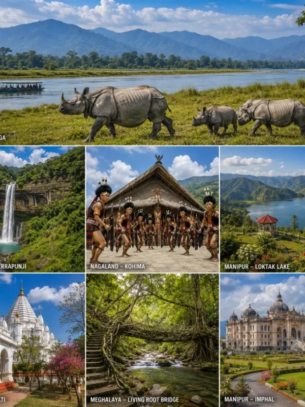 Assam, Meghalaya, Nagaland & Manipur Tour Package featuring Kaziranga National Park, Shillong, Cherrapunji, Kohima and Loktak Lake