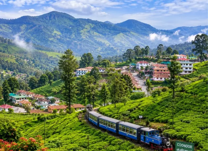 Bangalore Mysore Coorg Ooty Coonoor 6 Nights 7 Days bus tour package featuring Mysore Palace, Coorg coffee plantations, Ooty Lake, Coonoor tea gardens and scenic hill stations.