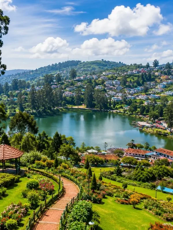 Bangalore Mysore Ooty 4 Nights 5 Days bus tour package featuring Mysore Palace, Chamundi Hills, Ooty Lake, Botanical Garden and scenic hill station landscapes.