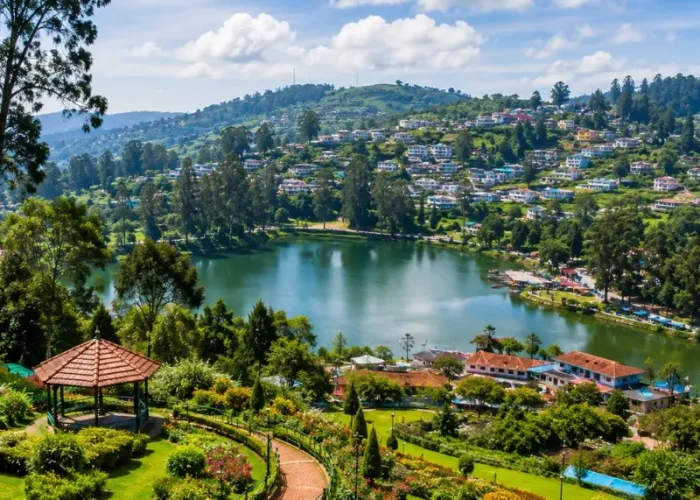 Bangalore Mysore Ooty 4 Nights 5 Days bus tour package featuring Mysore Palace, Chamundi Hills, Ooty Lake, Botanical Garden and scenic hill station landscapes.