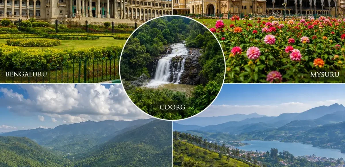 Bengaluru, Mysuru, Coorg, Wayanad & Ooty Tour Package featuring Mysore Palace, Coorg coffee estates, Wayanad waterfalls and Ooty tea gardens