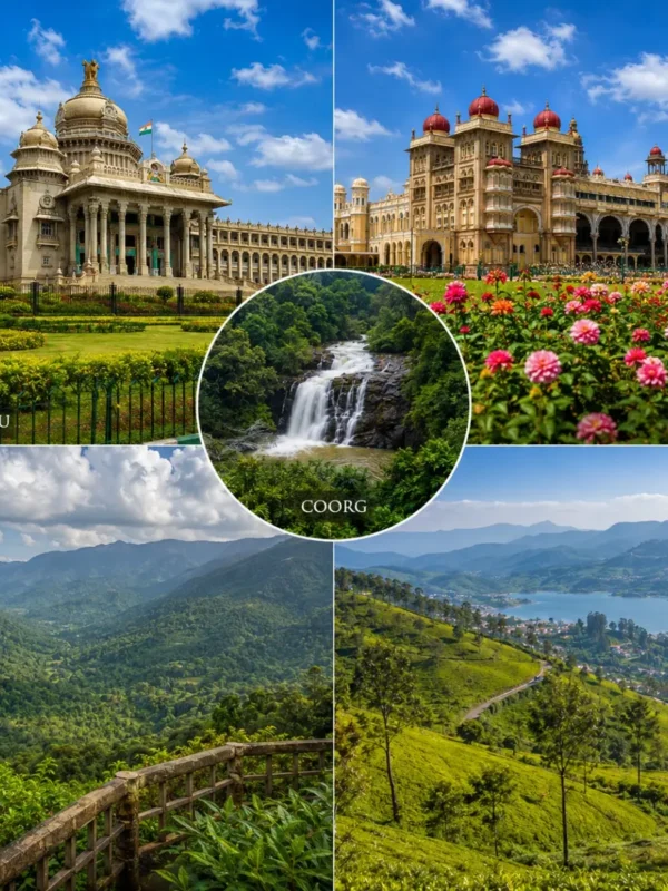 Bengaluru, Mysuru, Coorg, Wayanad & Ooty Tour Package featuring Mysore Palace, Coorg coffee estates, Wayanad waterfalls and Ooty tea gardens