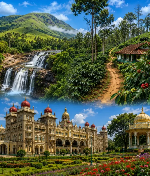 Chikkamagaluru, Coorg & Mysuru Tour Package with Mullayanagiri, coffee estates, Abbey Falls, Raja's Seat and Mysore Palace
