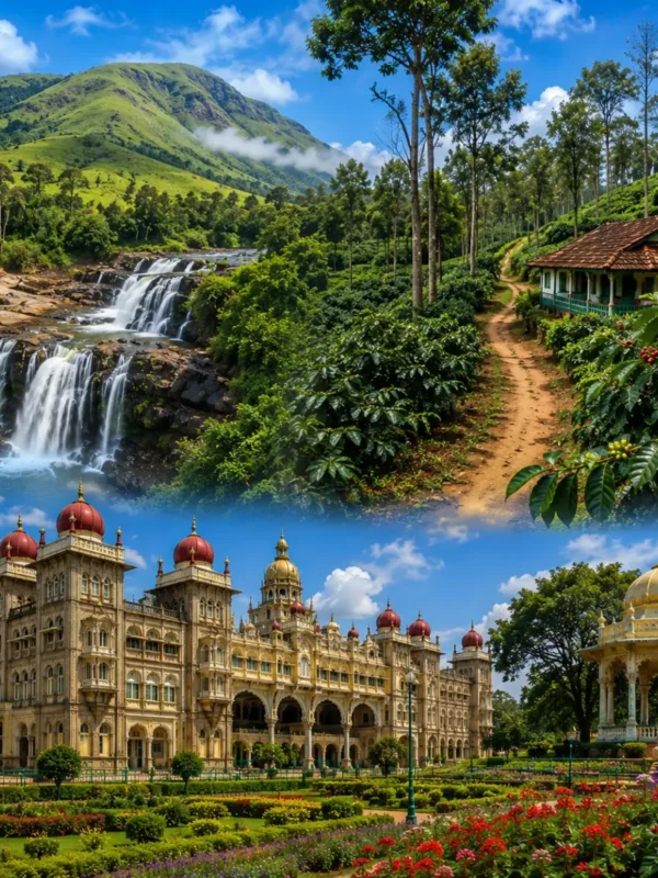 Chikkamagaluru, Coorg & Mysuru Tour Package with Mullayanagiri, coffee estates, Abbey Falls, Raja's Seat and Mysore Palace