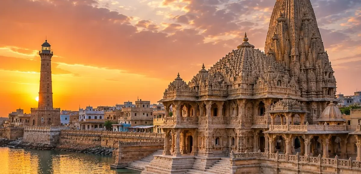 Complete Gujarat Tour Package featuring Dwarkadhish Temple, Somnath Temple, Statue of Unity, Gir National Park, White Rann of Kutch and Sabarmati Ashram.
