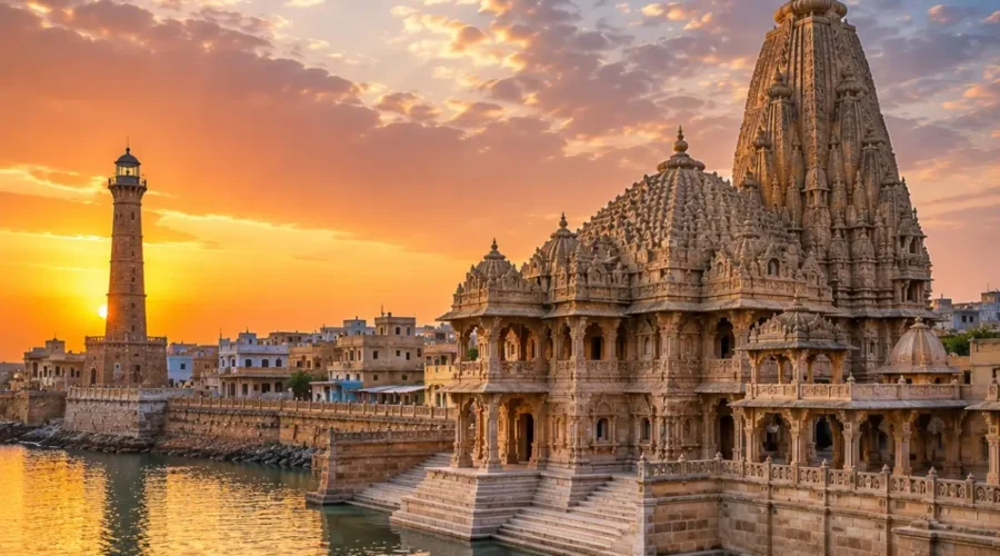 Complete Gujarat Tour Package featuring Dwarkadhish Temple, Somnath Temple, Statue of Unity, Gir National Park, White Rann of Kutch and Sabarmati Ashram.