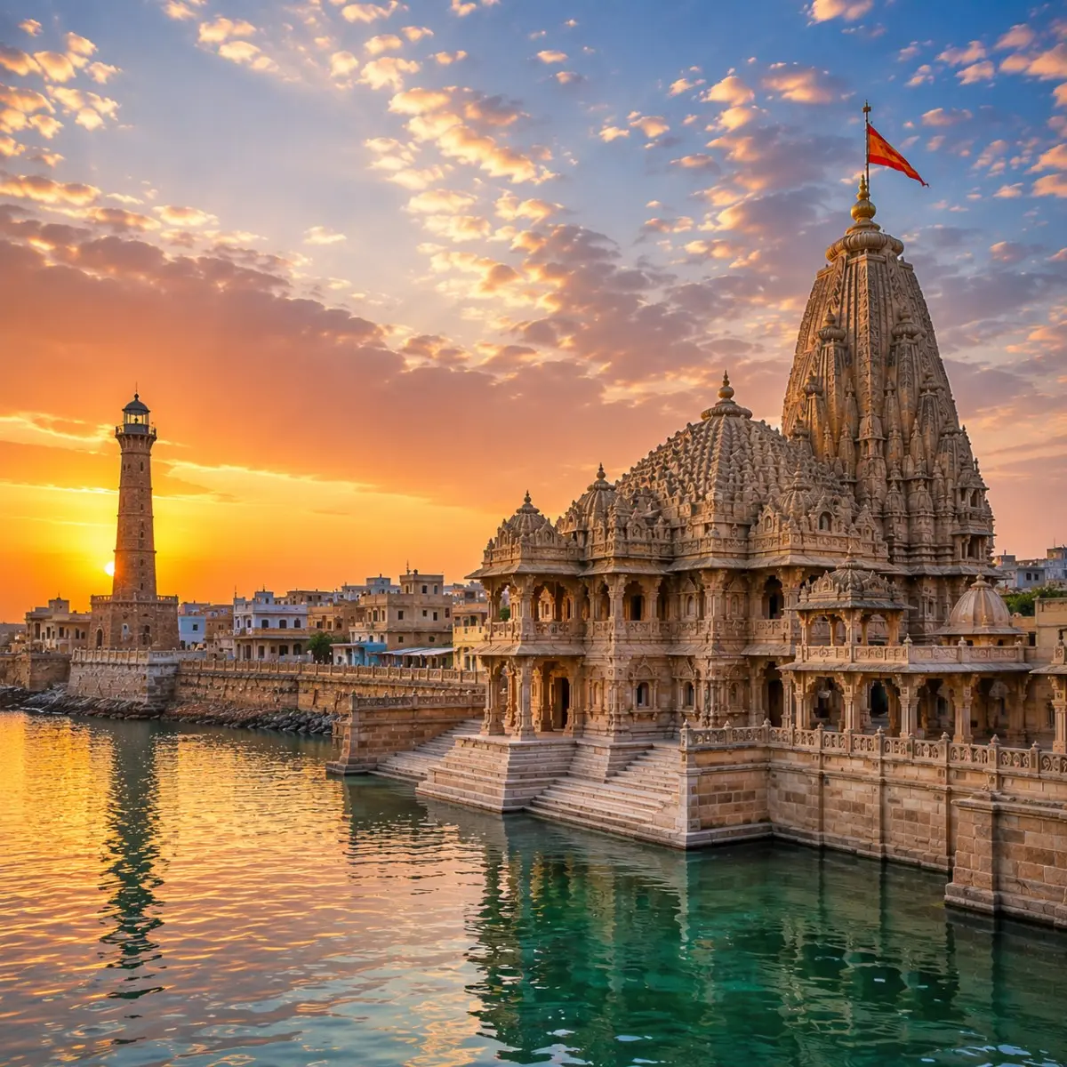 Complete Gujarat Tour Package featuring Dwarkadhish Temple, Somnath Temple, Statue of Unity, Gir National Park, White Rann of Kutch and Sabarmati Ashram.