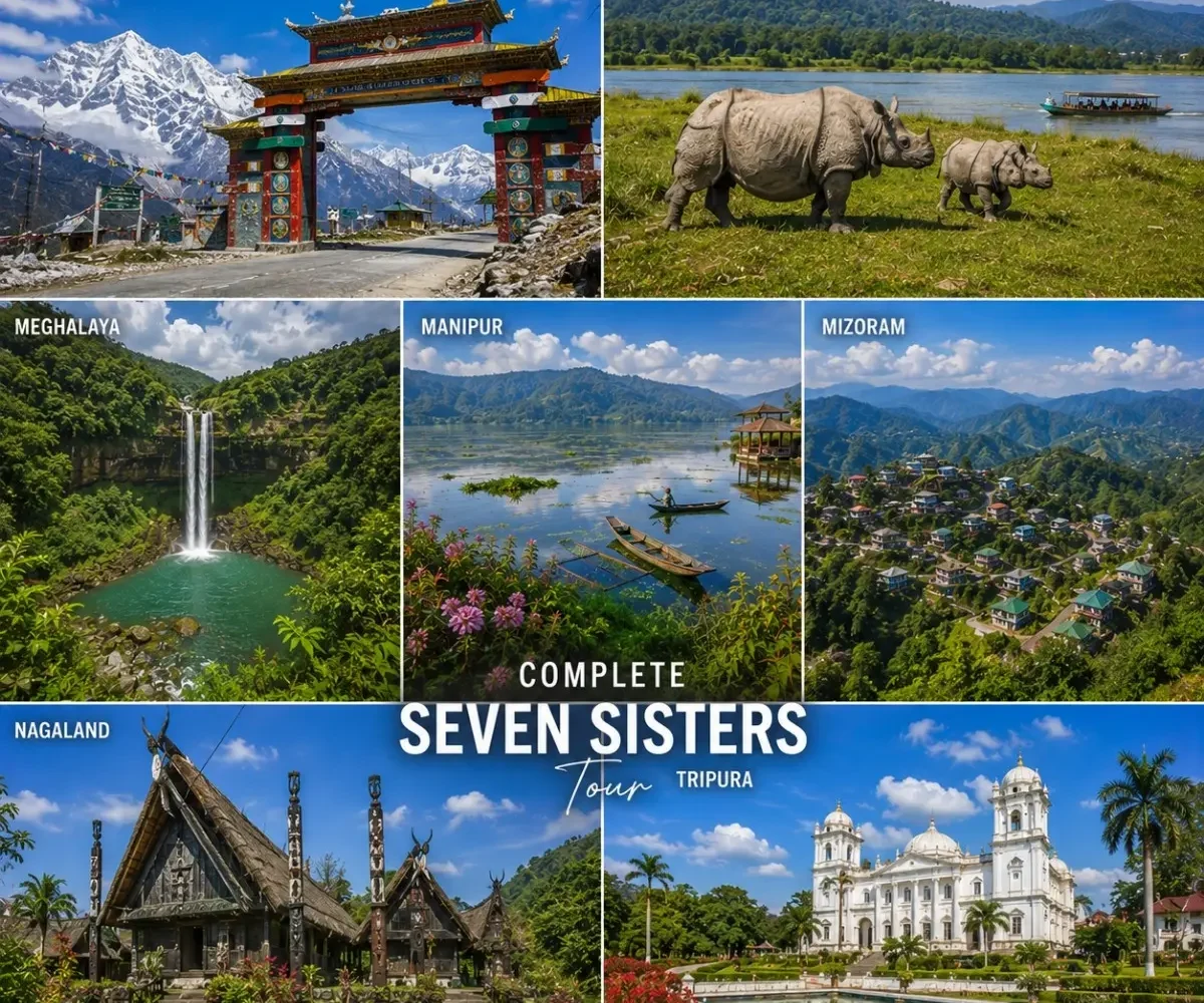 Complete Seven Sisters Tour Package featuring Assam, Meghalaya, Arunachal Pradesh, Nagaland, Manipur, Mizoram and Tripura