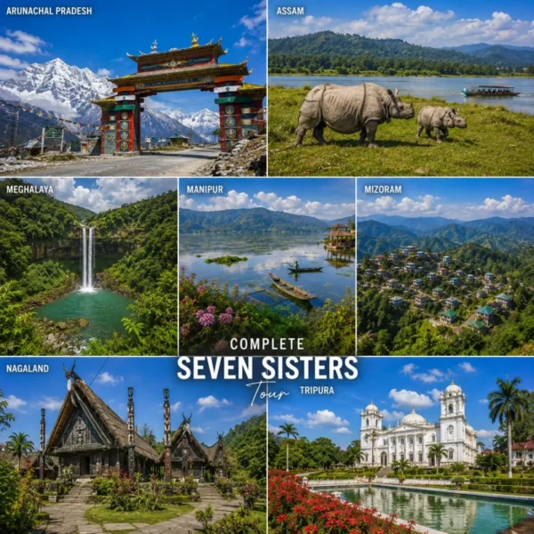 Complete Seven Sisters Tour Package featuring Assam, Meghalaya, Arunachal Pradesh, Nagaland, Manipur, Mizoram and Tripura