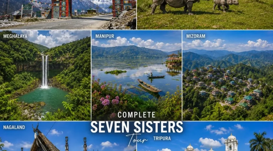 Complete Seven Sisters Tour Package featuring Assam, Meghalaya, Arunachal Pradesh, Nagaland, Manipur, Mizoram and Tripura